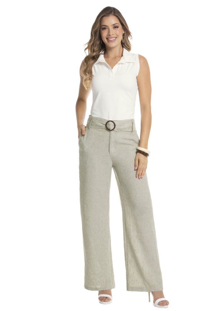 Pantalón bota ancha pretina alta