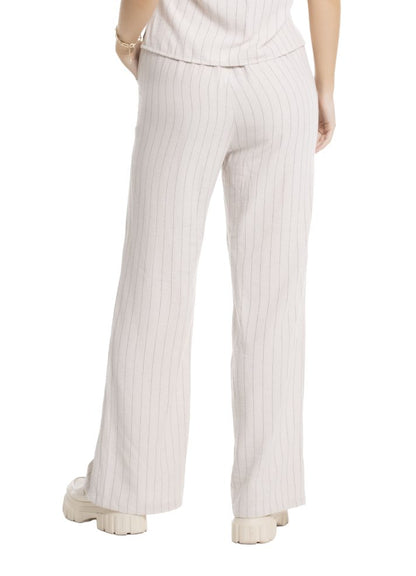 Pantalón bota ancha pretina alta lino