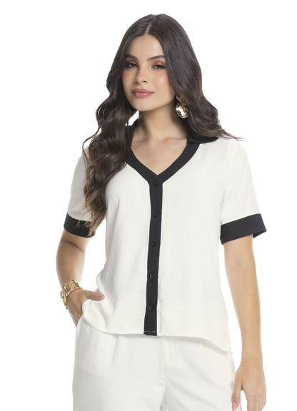 Camisa manga corta escote en V