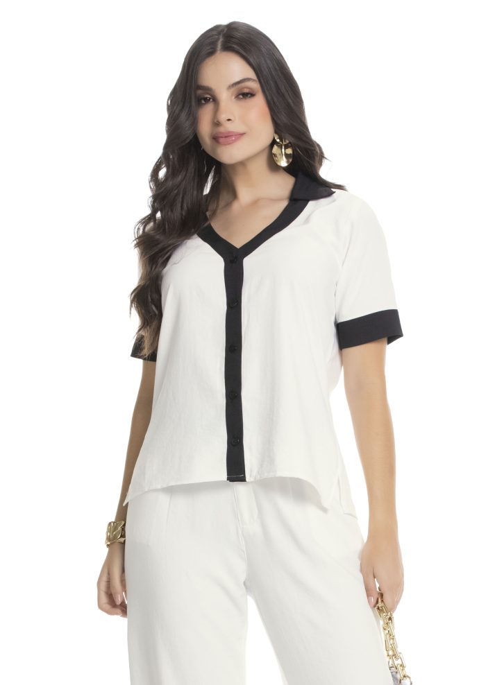 Camisa manga corta escote en V