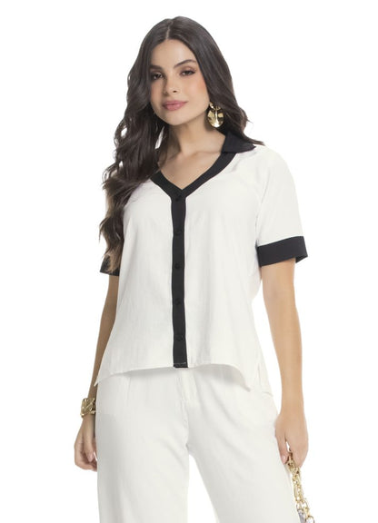 Camisa manga corta escote en V