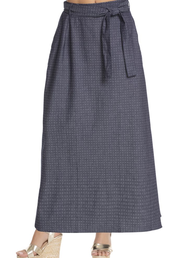 Long denim skirt