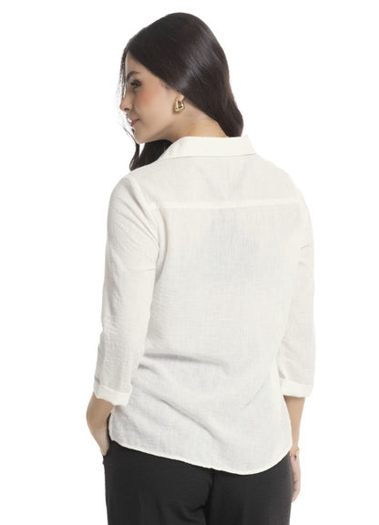 Camisa manga 3/4 cuello camisero