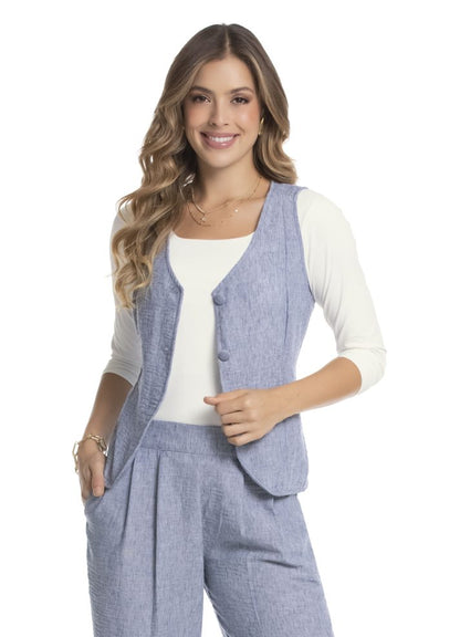 Chaleco sin mangas cuello en V Azul Índigo