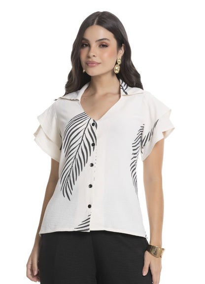 Blusa manga corta volantes