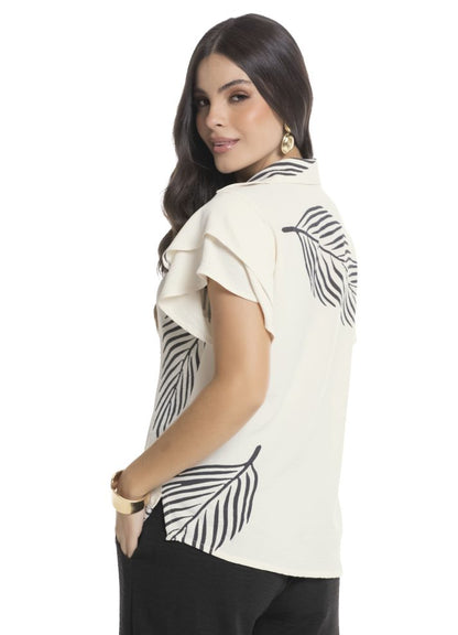 Blusa manga corta volantes