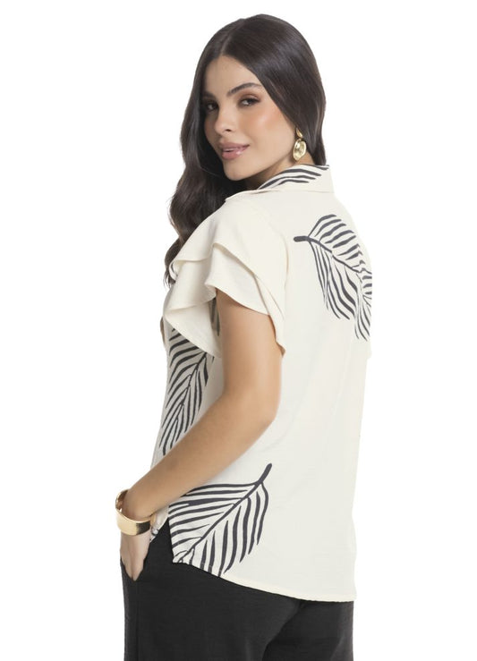 Blusa manga corta volantes