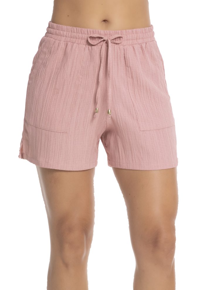 High-waisted shorts with pockets made of rayon viscose