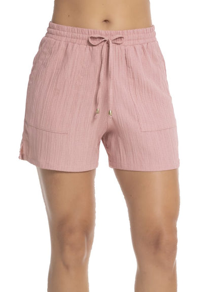 High-waisted shorts with pockets made of rayon viscose