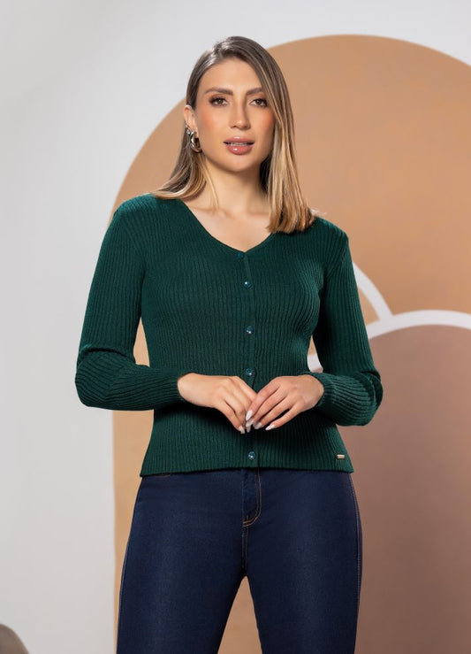 Suéter cuello en V con botones