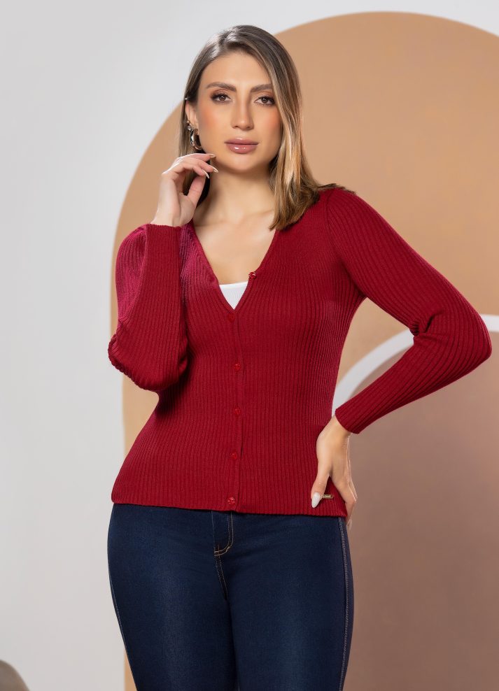 Suéter cuello en V con botones