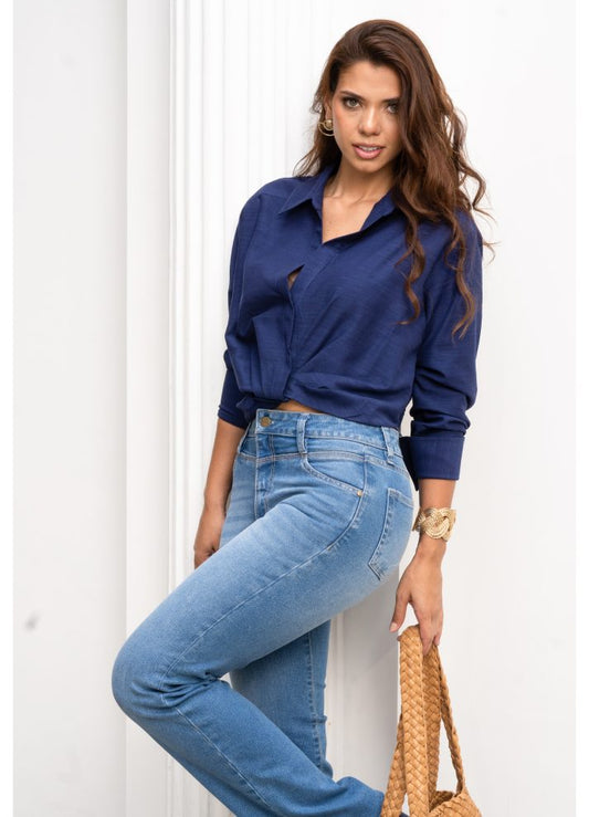 Camisa manga larga cuello camisero