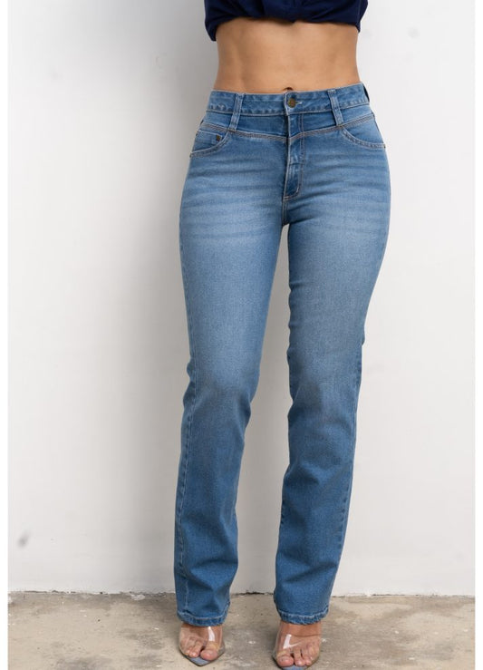Jean flare alta algodón