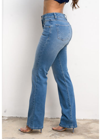 Jean flare alta algodón