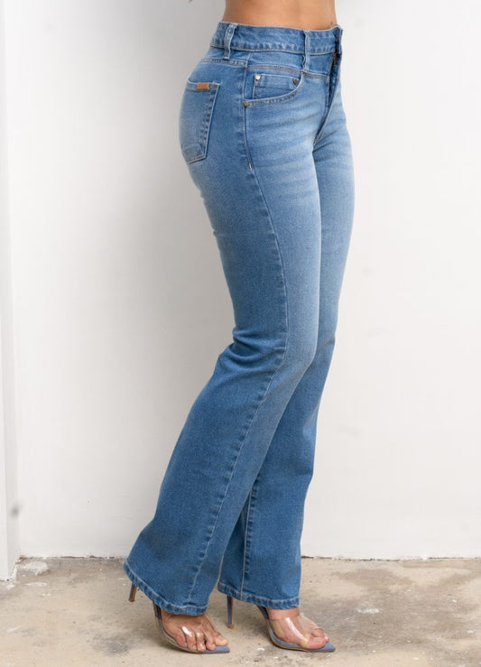 Jean flare alta algodón