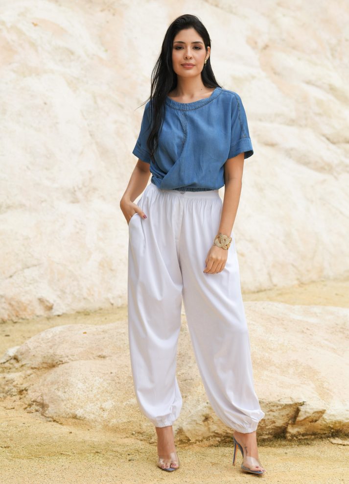 Blusa manga corta escote redondo