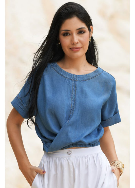 Blusa manga corta escote redondo