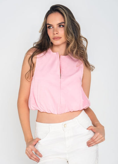 Blusa manga sisa cintura resortada