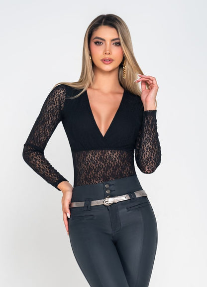 Body manga larga en Blonda Negro