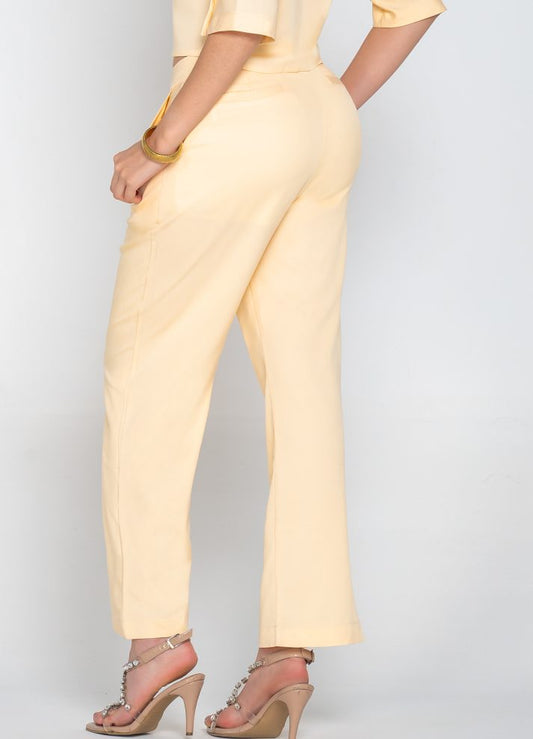 Pantalón palazzo con botón lino