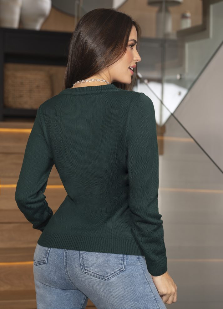 Suéter cuello redondo tejido en hilo