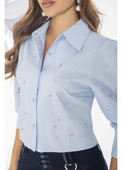 Camisa manga larga con pedreria