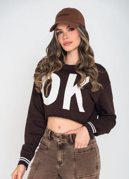 Sweater tejido en-hilo cafe