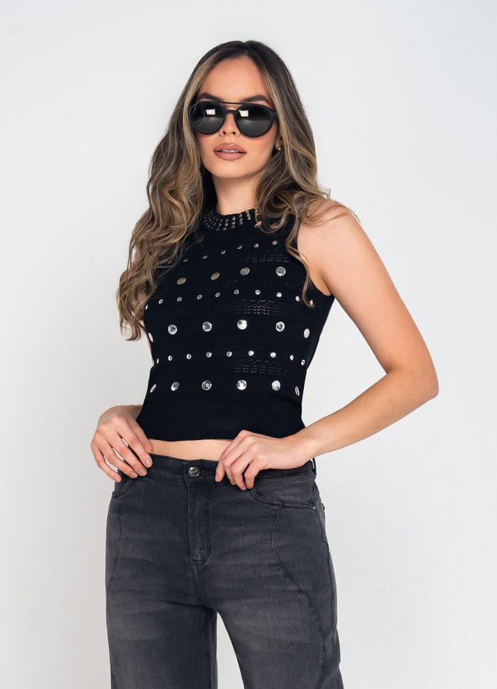 Blusa manga sisa con apliques