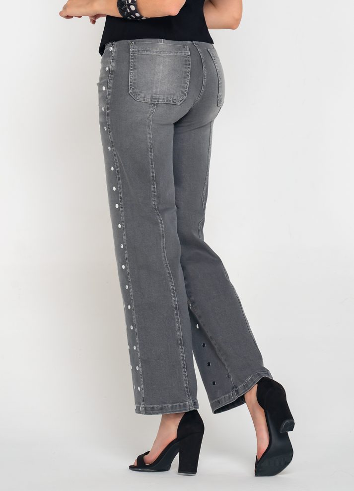 Jeans palazzo aplique metálico