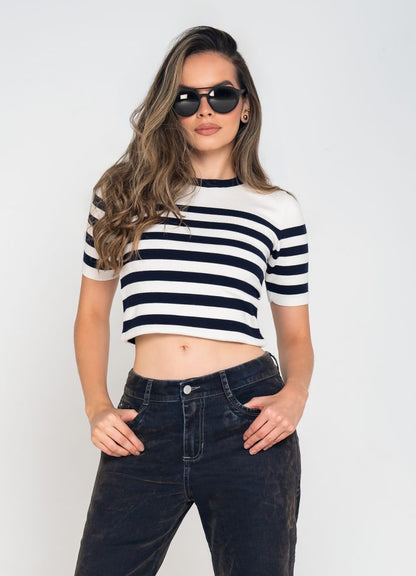 Blusa manga corta cuello redondo