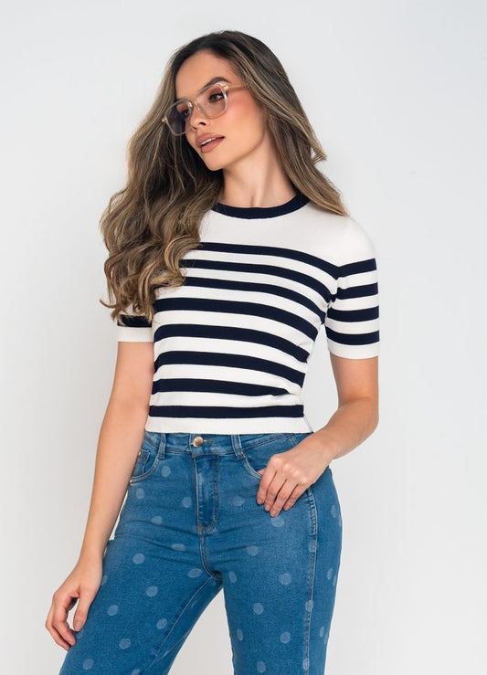 Blusa manga corta cuello redondo