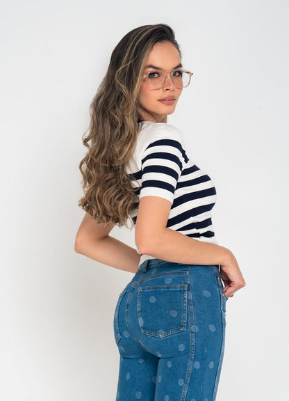Blusa manga corta cuello redondo