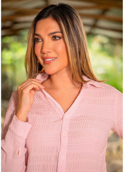 Camisa manga larga cuello en V