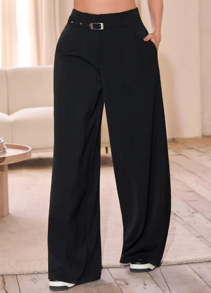Pantalón palazzo pretina alta con cinturón