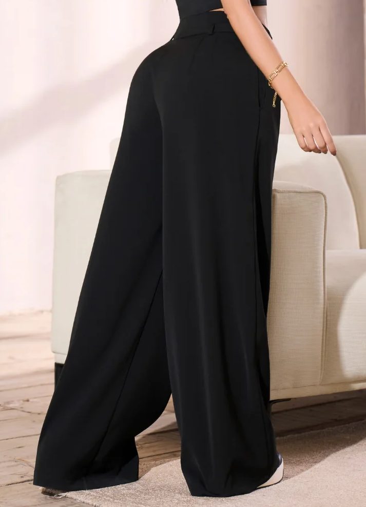 Pantalón palazzo pretina alta con cinturón