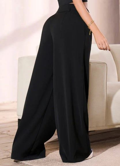 Pantalón palazzo pretina alta con cinturón