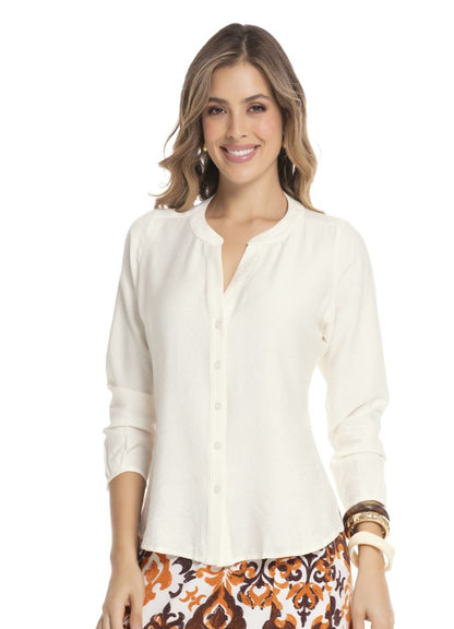Camisa manga larga cuello mao