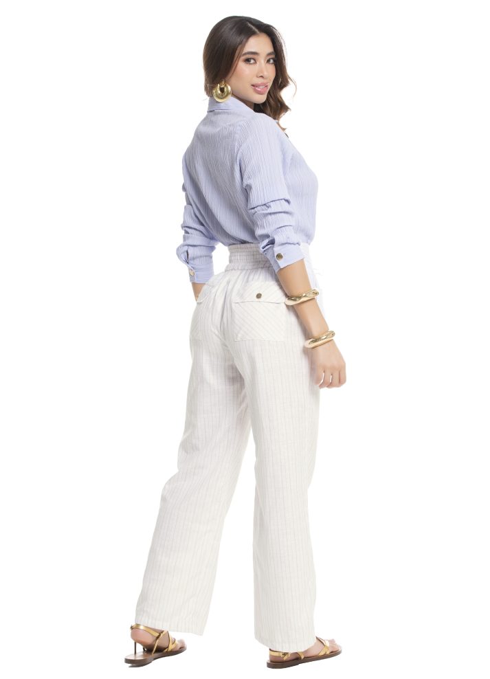 Pantalón palazzo con cinturón integrado