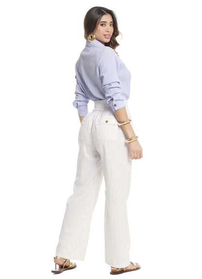 Pantalón palazzo con cinturón integrado