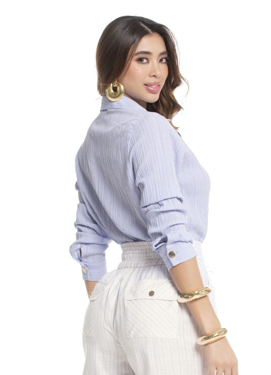Camisa manga larga cuello camisero