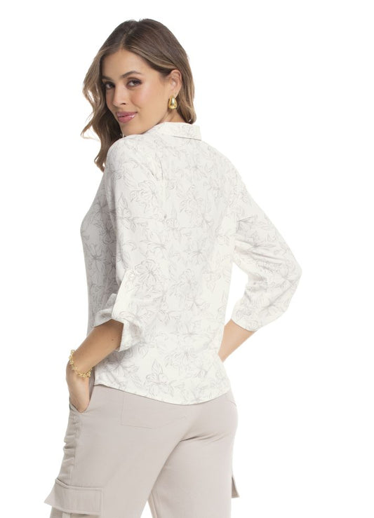 Camisa manga 3/4 escote en V