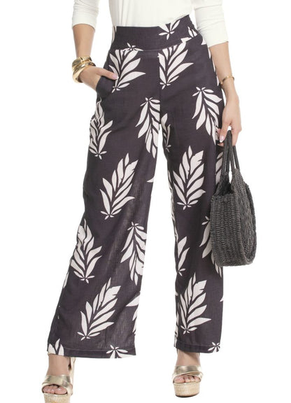 Pantalón palazzo estampado hojas