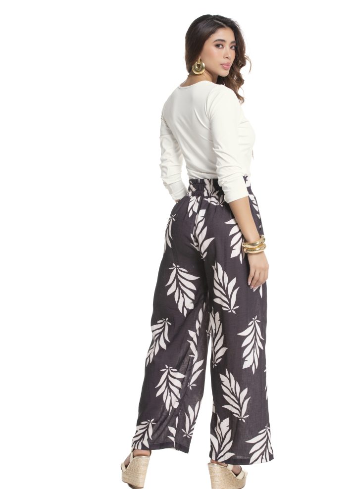 Pantalón palazzo estampado hojas