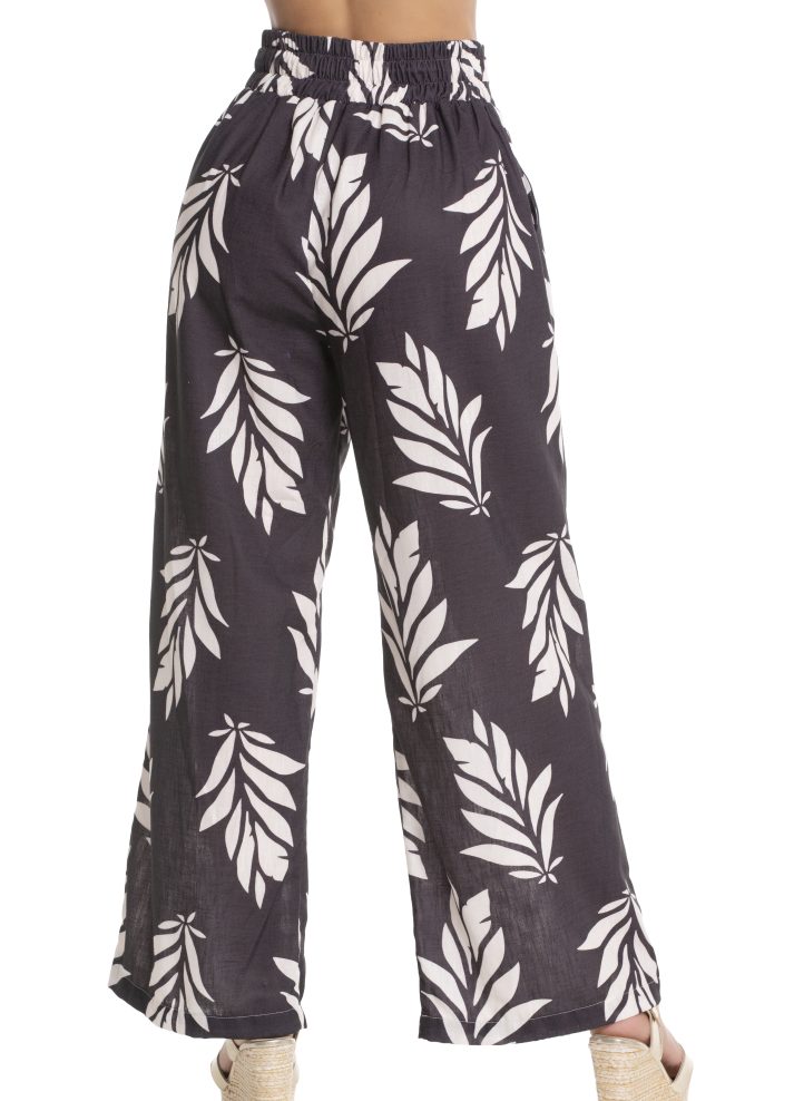 Pantalón palazzo estampado hojas