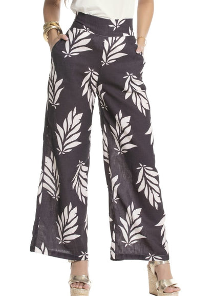 Pantalón palazzo estampado hojas