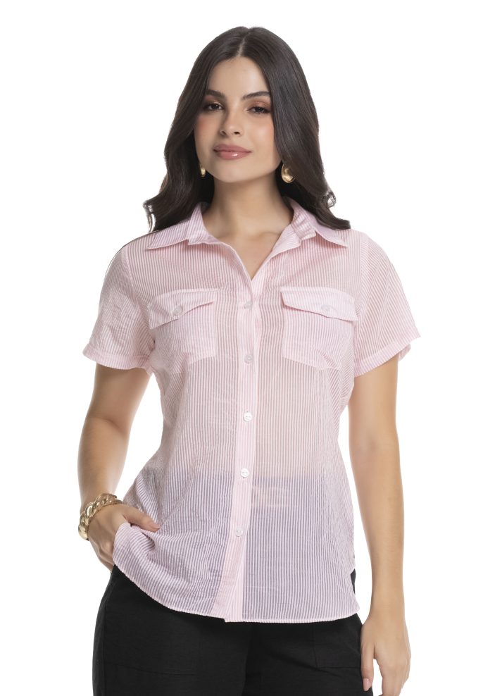 Camisa manga corta cuello camisero
