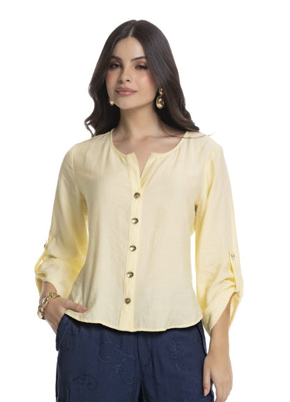 Blusa manga 3/4 escote en V