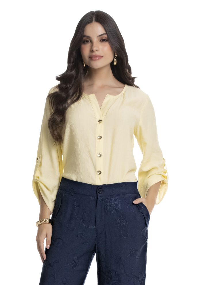 Blusa manga 3/4 escote en V