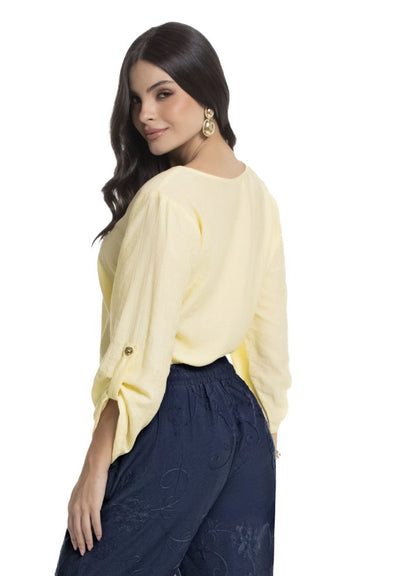 Blusa manga 3/4 escote en V