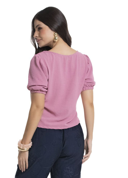 Blusa manga corta escote cuadrado